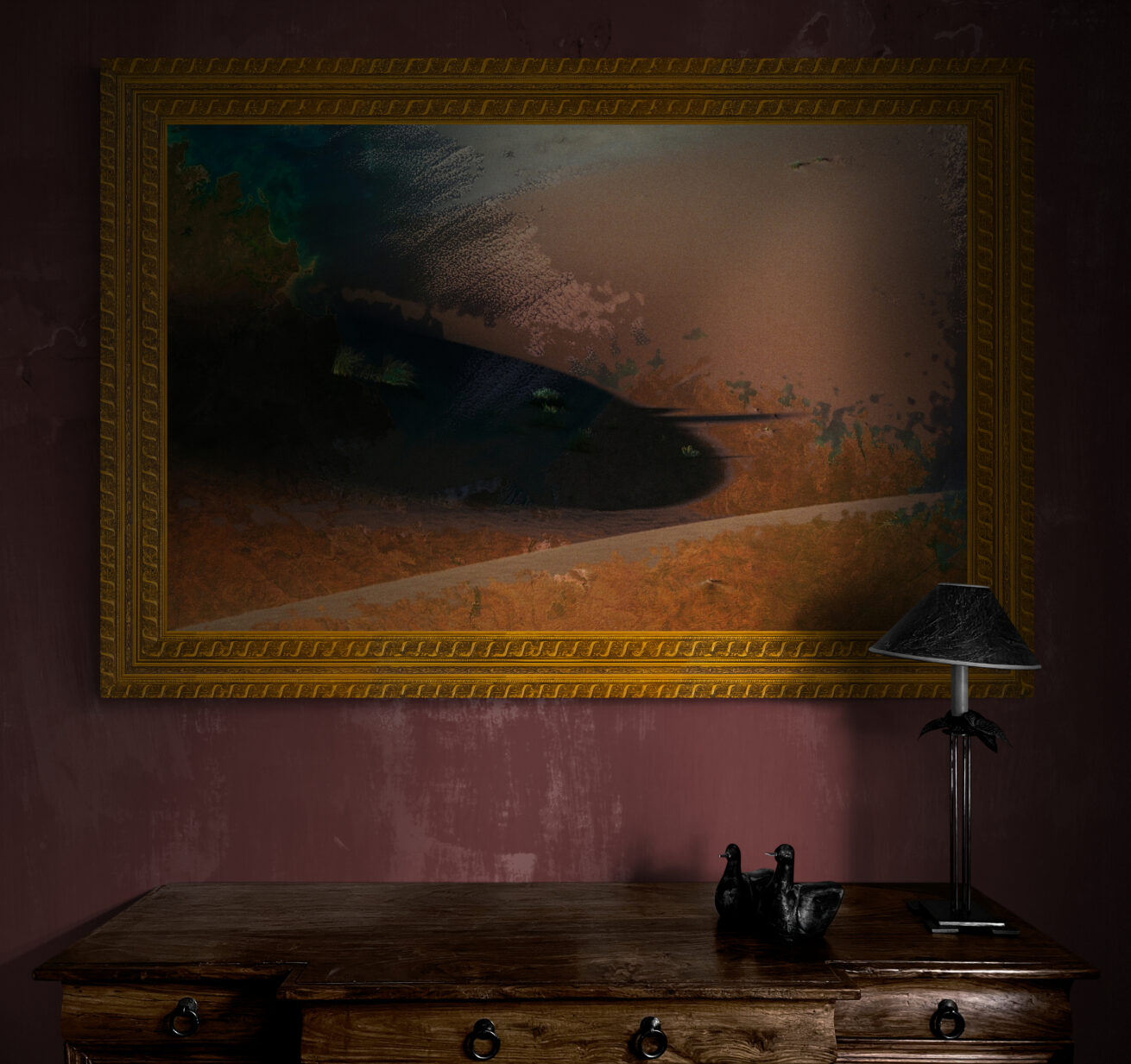 05 lamp-and-bird-ornaments-on-old-desk